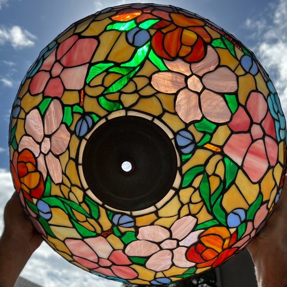 Tiffany style Stained Glass Lamp shade Peony flowers - Picture 4 of 8